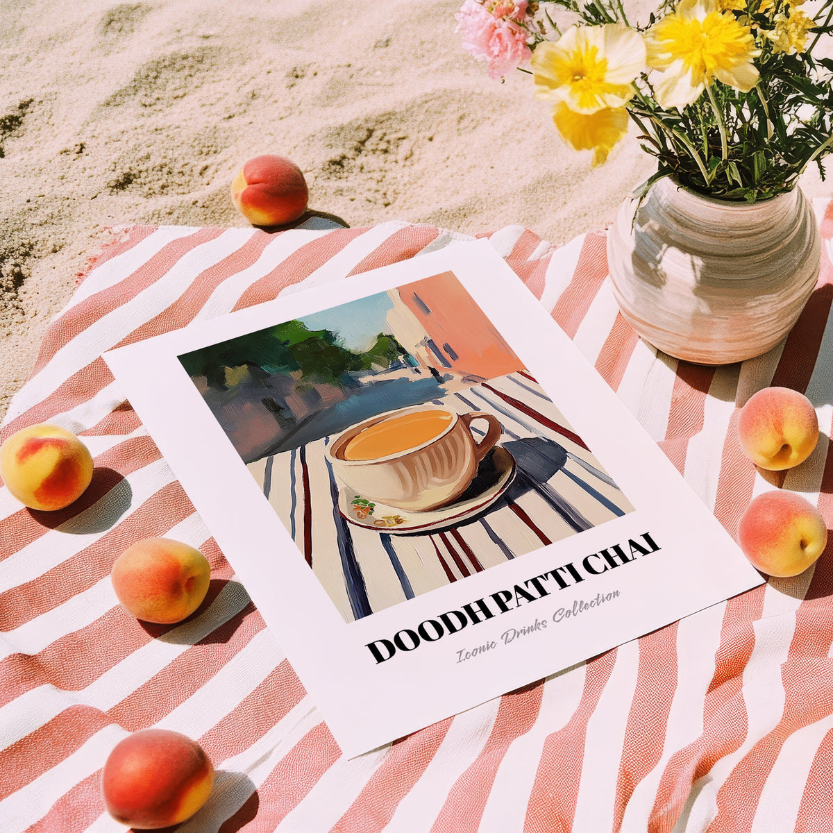 Doodh Patti Chai – Pakistani Café on the Corner, Pakistani Tea Print, unframed on coastal sand