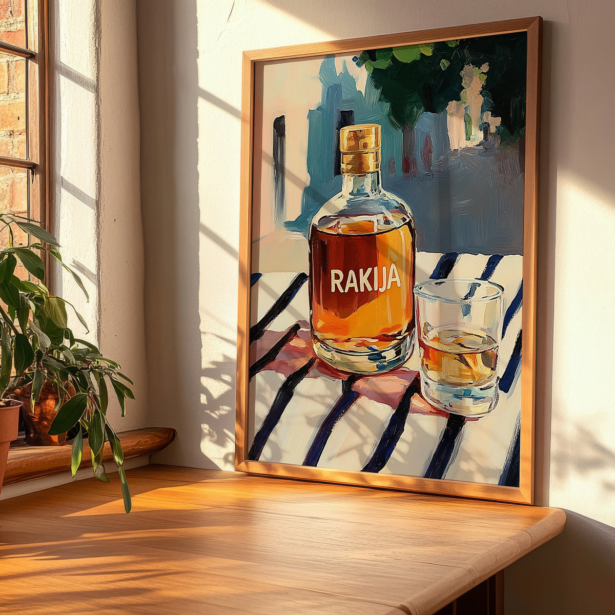 Rakija – Serbian Café on the Corner, Serbian Spirit Painting, clean layout with no caption