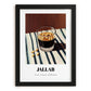 Jallab – on Striped Tablecloth, Syrian Coffee Wall Art, in sleek black frame