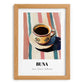Buna – on Striped Tablecloth, Ethiopian Coffee Painting, set in oak frame