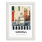Slivovka – Slovenian Street Café Scene, Slovenian Spirit Still Life, placed in minimal white frame