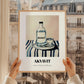 Akvavit – on Striped Tablecloth, Danish Spirit Poster, styled in a charming Paris street view