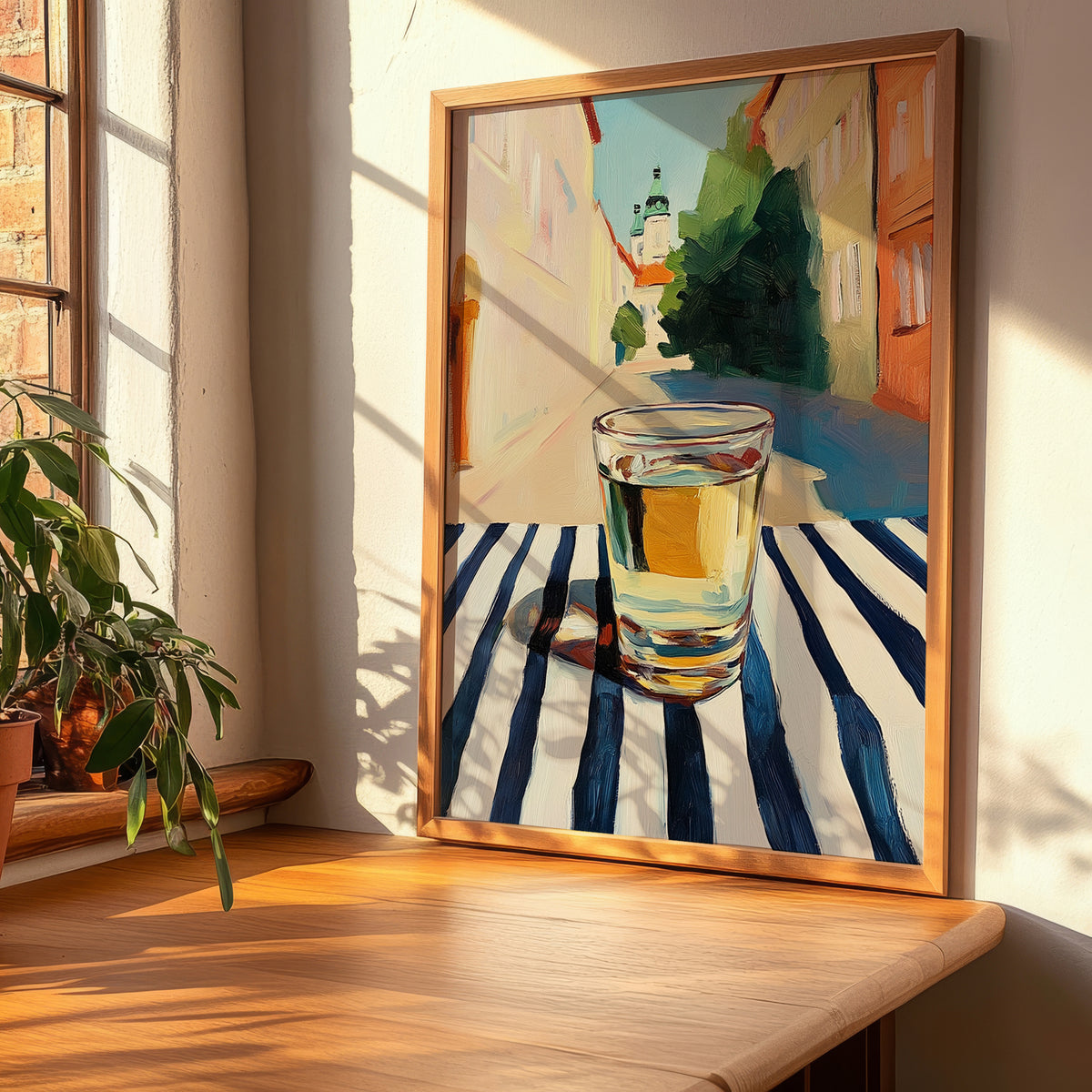Borovička – Slovak Urban Café Scene, Slovak Spirit Illustration, clean layout with no caption