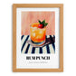Rum Punch – on Striped Tablecloth, Jamaican Cocktail Wall Art, set in oak frame