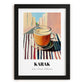 Karak – Qatari Urban Café Scene, Qatari Tea Print, in sleek black frame