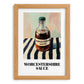 Worcestershire Sauce – on Striped Tablecloth, Grocery Still Life, set in oak frame