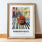 Tomato Sauce – Italian Street Café Scene, Grocery Wall Illustration, in wooden frame leaning on the floor