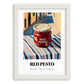 Red Pesto – Italian Café on the Corner, Grocery Still Life, placed in minimal white frame