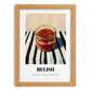 Relish – on Striped Tablecloth, Dry Goods Illustration, set in oak frame