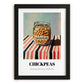 Chickpeas – on Striped Tablecloth, Pantry Illustration, in sleek black frame