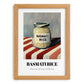 Basmati Rice – on Striped Tablecloth, Shelf Stock Wall Decor, set in oak frame