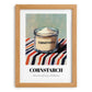 Cornstarch – on Striped Tablecloth, Dough Print, set in oak frame