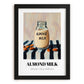Almond Milk – on Striped Tablecloth, Dairy Painting, in sleek black frame