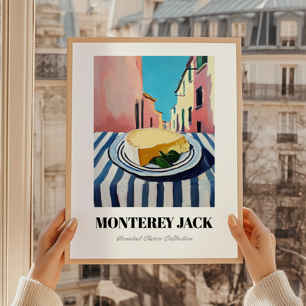 Monterey Jack – Italian Street Café Scene, Cheese Wall Decor, styled in a charming Paris street view
