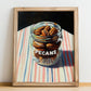 Pecans – on Striped Tablecloth, Nuts Still Life, no-text version framed in wood