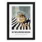 Sunflower Seeds – on Striped Tablecloth, Nuts Illustration, in sleek black frame