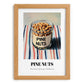 Pine Nuts – on Striped Tablecloth, Nuts Wall Decor, set in oak frame