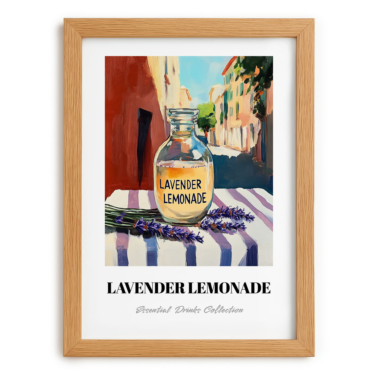 Lavender Lemonade – Italian Café on the Corner, Lemonade Art, set in oak frame
