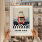 Grape Juice – on Striped Tablecloth, Lemonade Print, styled in a charming Paris street view
