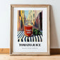Tomato Juice – Italian Street Café Scene, Lemonade Illustration, in wooden frame leaning on the floor