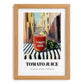 Tomato Juice – Italian Street Café Scene, Lemonade Illustration, set in oak frame
