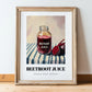 Beetroot Juice – on Striped Tablecloth, Lemonade Wall Illustration, in wooden frame leaning on the floor