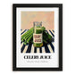 Celery Juice – on Striped Tablecloth, Lemonade Painting, in sleek black frame
