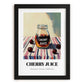 Cherry Juice – on Striped Tablecloth, Lemonade Wall Illustration, in sleek black frame