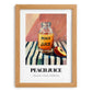Peach Juice – on Striped Tablecloth, Lemonade Still Life, set in oak frame