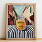 Apricot Juice – Italian Outdoor Café Scene, Lemonade Poster, no-text version framed in wood