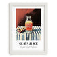 Guava Juice – on Striped Tablecloth, Lemonade Painting, placed in minimal white frame