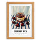 Cherry Jam – on Striped Tablecloth, Jam Art, set in oak frame