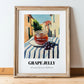 Grape Jelly – Italian Café on the Corner, Jam Illustration, in wooden frame leaning on the floor