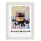 Blackcurrant Jam – on Striped Tablecloth, Jam Wall Decor, placed in minimal white frame