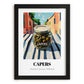 Capers – Italian Urban Café Scene, Canned Vegetables Painting, in sleek black frame