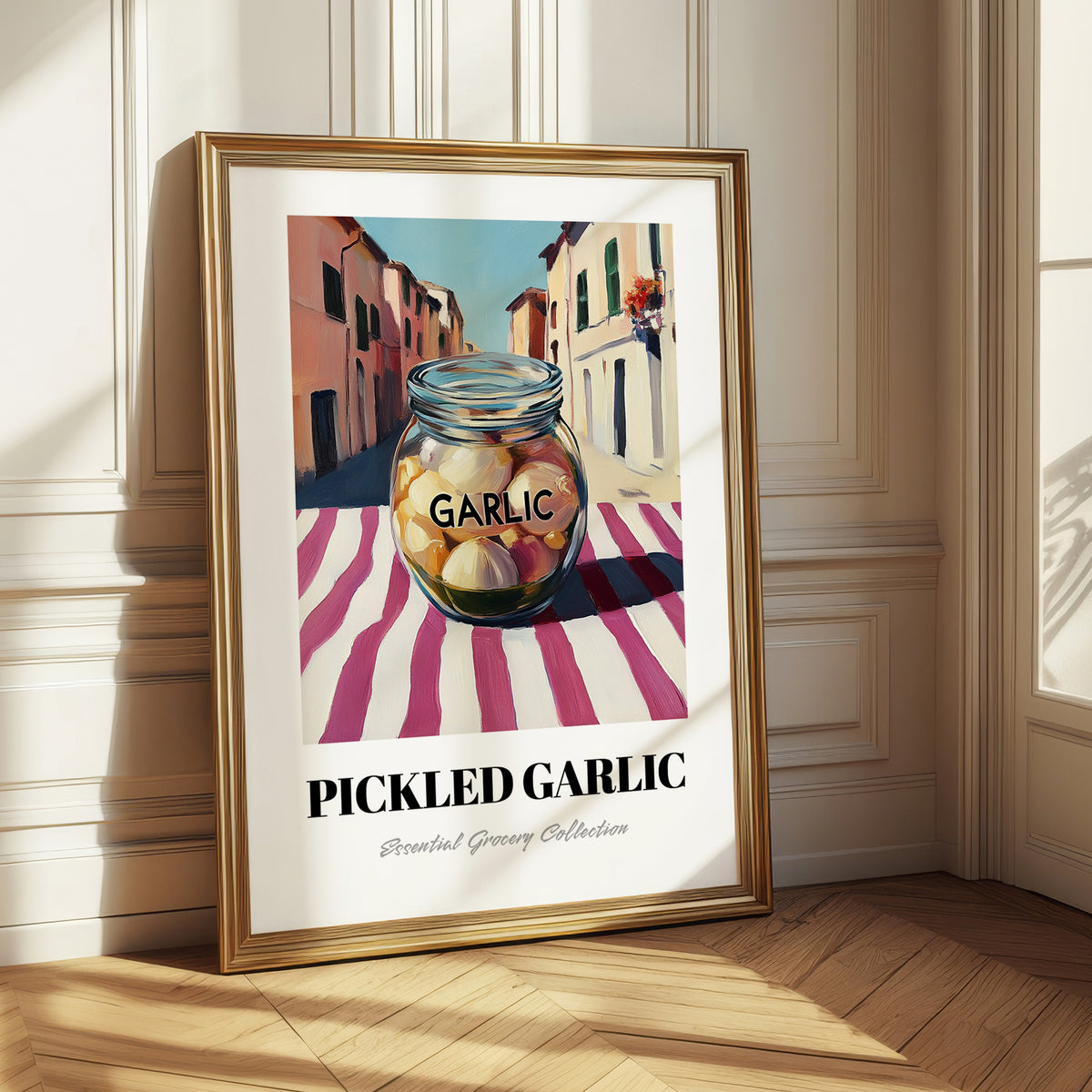 Pickled Garlic – Italian Urban Café Scene, Canned Vegetables Wall Decor