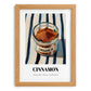 Cinnamon – on Striped Tablecloth, Spices Still Life, set in oak frame