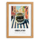 Oregano – Italian Outdoor Café Scene, Spices Still Life, set in oak frame