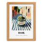 Basil – Italian Outdoor Café Scene, Spices Painting, set in oak frame