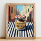 Mustard Seeds – Italian Outdoor Café Scene, Spices Wall Art, no-text version framed in wood