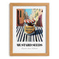Mustard Seeds – Italian Outdoor Café Scene, Spices Wall Art, set in oak frame