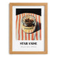 Star Anise – on Striped Tablecloth, Spices Print, set in oak frame