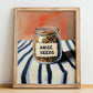 Anise Seeds – on Striped Tablecloth, Spices Still Life, no-text version framed in wood