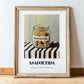 Asafoetida – on Striped Tablecloth, Spices Still Life, in wooden frame leaning on the floor