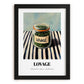Lovage – on Striped Tablecloth, Spices Painting, in sleek black frame