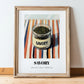 Savory – on Striped Tablecloth, Spices Still Life, in wooden frame leaning on the floor