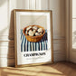 Champignon (Button Mushroom) – on Striped Tablecloth, Mushrooms Painting