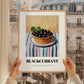 Blackcurrant – on Striped Tablecloth, Berries Painting, styled in a charming Paris street view