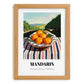 Mandarin – Green Valley Landscape, Fruit Print, set in oak frame