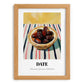Date – on Striped Tablecloth, Fruit Print, set in oak frame